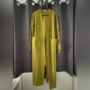 Lime Green Maxi Sweater Knit Cardigan